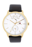 Tommy Hilfiger Hunter White Dial Black Leather Strap Watch for Men - 1791606 Authentic Buy Shop Now