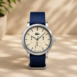 Lacoste Metro White Dial Blue Textile Strap Watch for Men - 2010875 Authentic Buy Shop Now