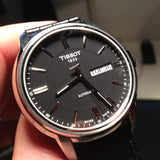 Tissot Automatics III Day Date Black Dial Black Leather Strap Watch For Men - T065.430.16.051.00 Authentic Buy Shop Now