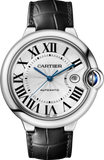 Cartier Ballon Bleu de Cartier Silver Dial Black Leather Strap Watch for Men - WSBB0026 Authentic Buy Shop Now