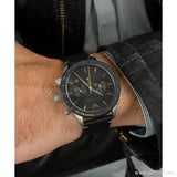 Emporio Armani Mario Chronograph Black Dial Black Leather Strap Watch For Men - AR11325 Authentic Buy Shop Now