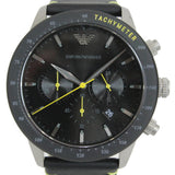 Emporio Armani Mario Chronograph Black Dial Black Leather Strap Watch For Men - AR11325 Authentic Buy Shop Now