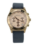 Marc Jacobs Blade Chronograph Rose Gold Dial Black Leather Strap Watch for Women - MBM1188 Authentic Buy Shop Now