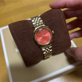 Michael Kors Lexington Quartz Orange Dial Gold Steel Strap Watch For Women - MK3284 Authentic Buy Shop Now