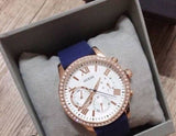 Guess Solar White Rose Gold Dial Blue Rubber Strap Watch For Women - W1135L3 Authentic Buy Shop Now