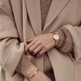 Daniel Wellington Iconic Link White Dial Rose Gold Steel Strap Watch For Women - DW00100209