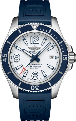 Breitling Superocean II Automatic 42mm White Dial Blue Rubber Strap Watch for Men - A17366D81A1S2 Authentic Buy Shop Now
