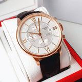 Tissot Des Tourelles Chronograph Silver Dial Brown Leather Strap Watch For Men - T099.427.36.038.00 Authentic Buy Shop Now