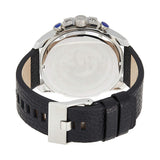 Diesel Mega Chief Chronograph Blue Dial Black Leather Strap Watch For Men - DZ4423 Authentic Buy Shop Now