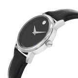 Movado Museum Black Dial Black Leather Strap Watch For Women - 2100004 Authentic Buy Shop Now