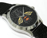 Gucci G Timeless Bee Black Dial Black Leather Strap Watch For Women - YA1264067 Authentic Buy Shop Now