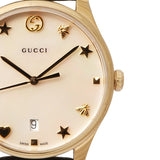 Gucci G-Timeless Mother of Pearl Dial Black Leather Strap Watch For Women - YA1264044 Authentic Buy Shop Now