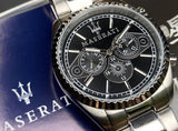 Maserati Competizione Chronograph Black Dial Silver Steel Strap Watch For Men - R8853100014 Authentic Buy Shop Now