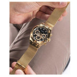 Guess Continental Chronograph Black Dial Gold Mesh Strap Watch For Men - GW0582G2 Authentic Buy Shop Now