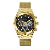 Guess Continental Chronograph Black Dial Gold Mesh Strap Watch For Men - GW0582G2 Authentic Buy Shop Now