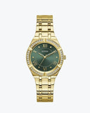 Guess Cosmo Diamonds Green Dial Gold Steel Strap Watch for Women - GW0033L8 Authentic Buy Shop Now