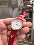 Versace V-Twist Silver Dial Red Leather Strap Watch for for Women - VELS00519 Authentic Buy Shop Now