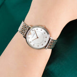 Emporio Armani Gianni T Bar Mother of Pearl Dial Two Tone Steel Strap Watch For Women - AR2508 Authentic Buy Shop Now