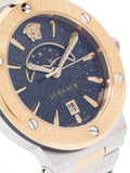 Versace Greca Logo Moonphase Black Dial Two Tone Steel Strap Watch for Men - VE7G00223 Authentic Buy Shop Now