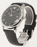 Emporio Armani Lambda Classic Quartz Black Dial Black Leather Strap Watch For Men - AR11020 Authentic Buy Shop Now