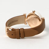Emporio Armani Gianni T Bar Quartz Mother of Pearl White Dial Brown Leather Strap Watch For Women - AR11040 Authentic Buy Shop Now