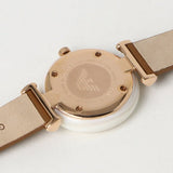 Emporio Armani Gianni T Bar Quartz Mother of Pearl White Dial Brown Leather Strap Watch For Women - AR11040 Authentic Buy Shop Now