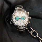 Emporio Armani Mario Chronograph White Dial Black Steel Strap Watch For Men - AR11471 Authentic Buy Shop Now