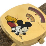 Gucci Grip Disney Mickey Mouse Gold Dial Brown Leather Strap Watch For Women - YA157420 Authentic Buy Shop Now
