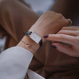Daniel Wellington Quadro White Dial Black Leather Strap Watch For Women - DW00100434 Authentic Buy Shop Now