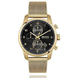 Hugo Boss Skymaster Black Dial Gold Mesh Bracelet Watch for Men - 1513838 Authentic Buy Shop Now