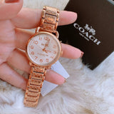 Coach Delancey White Dial Rose Gold Steel Strap Watch for Women - 14502497 Authentic Buy Shop Now