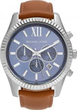 Michael Kors Lexington Chronograph Blue Dial Brown Leather Strap Watch For Men - MK8537 Authentic Buy Shop Now