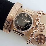 Michael Kors Catlin Black Diamonds Dial Rose Gold Steel Strap Watch for Women - MK3356 Authentic Buy Shop Now