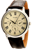 Guess Wafer Quartz White Dial Brown Leather Strap Watch For Men - W70016G2 Authentic Buy Shop Now