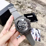 Guess Legacy Grey Dial Grey Silicone Strap Watch For Men - W1048G1 Authentic Buy Shop Now