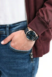 Emporio Armani Renato Analog Blue Dial Black Leather Strap Watch For Men - AR2506 Authentic Buy Shop Now