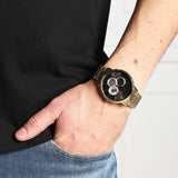 Armani Exchange Cayde Chronograph Black Dial Gold Steel Strap Watch for Men - AX2747 Authentic Buy Shop Now