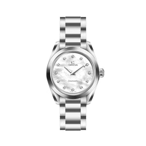 Omega Seamaster Aqua Terra Quartz Diamonds Mother of Pearl Dial Silver Steel Strap Watch for Women - 220.10.28.60.55.001 Authentic Buy Shop Now