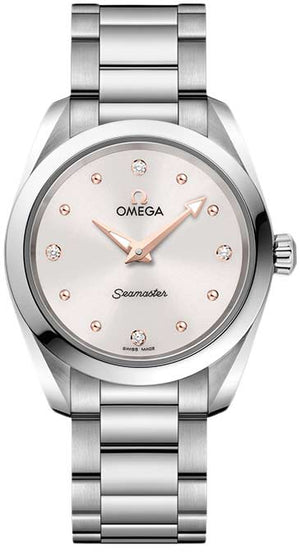 Omega Seamaster Aqua Terra Quartz Diamond Silver Dial Silver Steel Strap Watch for Women - 220.10.28.60.54.001 Authentic Buy Shop Now
