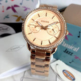 Fossil Tailor Rose Gold Dial Rose Gold Steel Strap Watch for Women - ES4264 Authentic Buy Shop Now