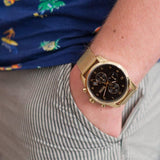 Hugo Boss Skymaster Black Dial Gold Mesh Bracelet Watch for Men - 1513838 Authentic Buy Shop Now