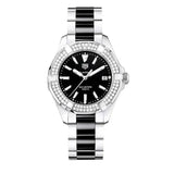 Tag Heuer Aquaracer Quartz Diamonds Black Dial Two Tone Steel Strap Watch for Men - WAY131E.BA0913 Authentic Buy Shop Now