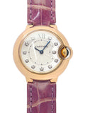 Cartier Ballon Bleu Diamonds White Dial Pink Leather Strap Watch for Women - WE902050 Authentic Buy Shop Now