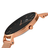 Daniel Wellington Classic Melrose Black Dial Rose Gold Mesh Bracelet Watch For Women - DW00100161 Authentic Buy Shop Now