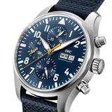 IWC Pilot's Automatic Chronograph 43mm Blue Dial Blue Calfskin Strap Watch for Men - IW377729 Authentic Buy Shop Now