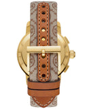 Tory Burch The Tory Chronograph White Dial Maroon Jacquard Strap Watch for Women - TBW1050 Authentic Buy Shop Now