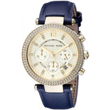 Michael Kors Parker Gold Dial Blue Leather Strap Watch for Women - MK2280 Authentic Buy Shop Now