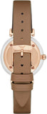Emporio Armani Gianni T Bar Quartz Mother of Pearl White Dial Brown Leather Strap Watch For Women - AR11040 Authentic Buy Shop Now