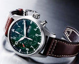 IWC Pilot's Watch Chronograph Edition Racing Green 43mm Green Dial Brown Leather Strap Watch for Men - IW377726 Authentic Buy Shop Now