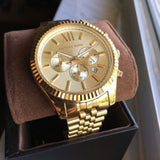 Michael Kors Lexington Gold Dial Gold Steel Strap Watch for Men - MK8281 Authentic Buy Shop Now